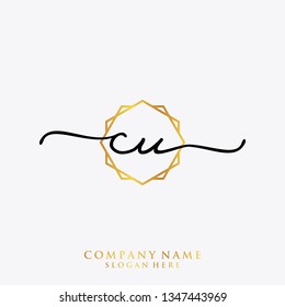 CU Initial handwriting logo template