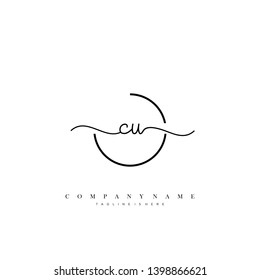 CU initial handwriting logo template vector