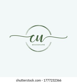 CU Initial handwriting logo vector