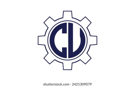 CU initial letter mechanical circle logo design vector template. industrial, engineering, servicing, word mark, letter mark, monogram, construction, business, company, corporate, commercial, geometric