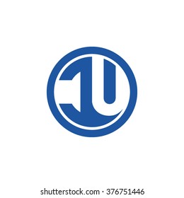CU initial letters circle business logo blue