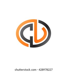 CU initial letters looping linked ellipse logo orange black