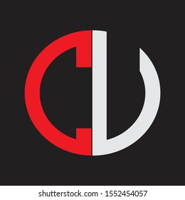 CU Initial Logo design Monogram Isolated on black background