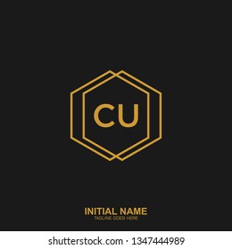 CU Initial logo letter with minimalist concept