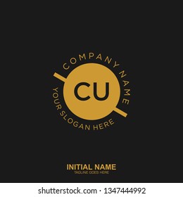 CU Initial logo letter with minimalist concept