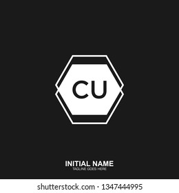 CU Initial logo letter with minimalist concept