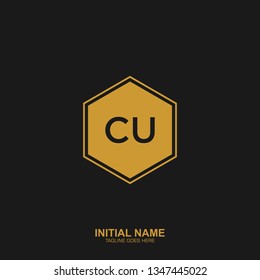 CU Initial logo letter with minimalist concept