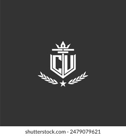 CU initial monogram brand logo design for crown vector image