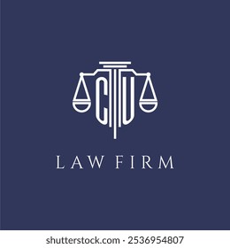 CU initial monogram for lawfirm logo with scales vector image