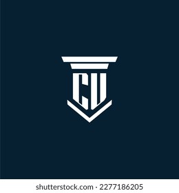 CU initial monogram logo lawfirm with pillar design