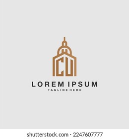 CU initial monogram real estate logo with imperium style desgn