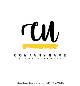 CU initial signature logo. handwriting logo template vector,
