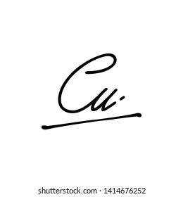 CU initial signature logo. handwriting logo template vector,