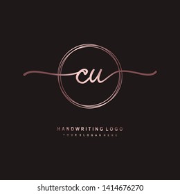CU initial signature logo. handwriting logo template vector,