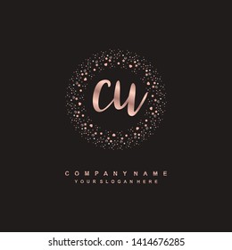 CU initial signature logo. handwriting logo template vector,