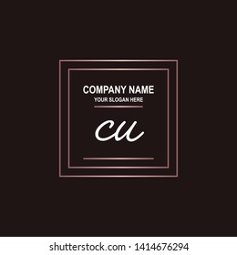 CU initial signature logo. handwriting logo template vector,