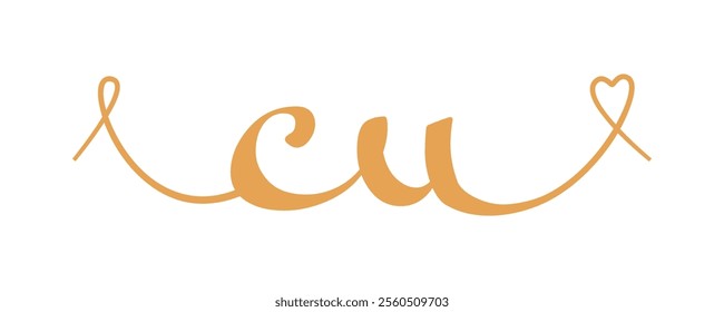 CU initial wedding monogram calligraphy vector illustration. Hand drawn lettering c and u love logo design for valentines day poster, greeting card, photo album, banner print or tattoo.