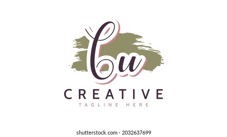 CU Initials, handwriting logo vector