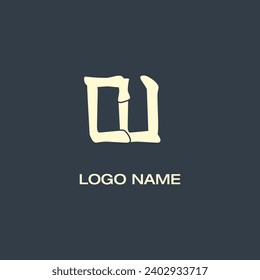 CU letter abstract monogram initial letter logo design