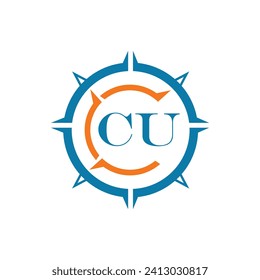 CU letter design. CU letter technology logo design on a white background.