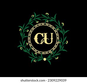CU letter logo design with a circle shape. CU Logo design with unique and simple design.