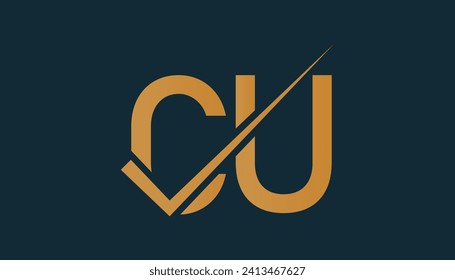 Vector de plantilla de diseño de logotipo de carta CU. Concepto de logotipo de CU de letras creativas.