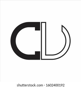 CU Letter logo monogram with oval shape negative space design template white background