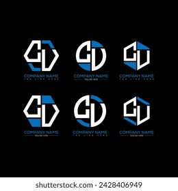 CU-Buchstabe-Logo-Set-Design.CU-Monogramm-polygonal und Kreis-Form-Vektor. CU einzigartiges Design.
