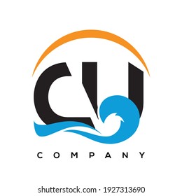 logotipo de ola marina de la carta de la CU