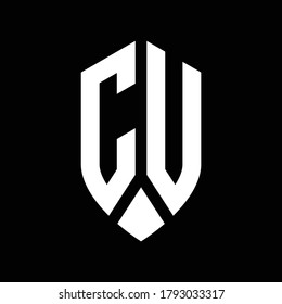cu logo monogram with emblem shield style design template