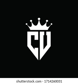 CU logo monogram emblem style with crown shape design template