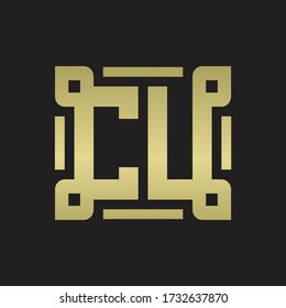 CU Logo monogram with piece line art design template