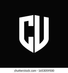 Cu Logo Monogram Shield Shape Design Stock Vector (Royalty Free) 1653059500