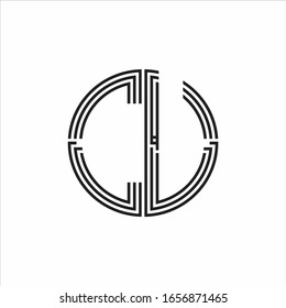 CU Logo monogram triple ribbon style line design template isolated on white background