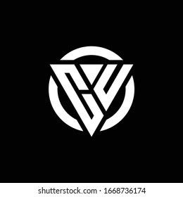CU logo with triangle shape and circle rounded design template isolated on black background