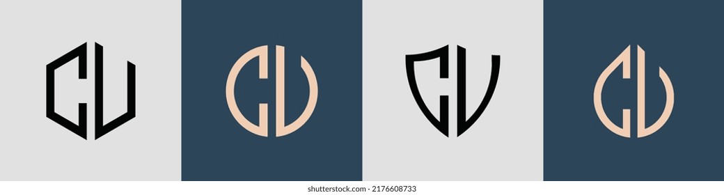CU modern initial letter logo design vector bundle. It will be suitable for which company or brand name start those initial.