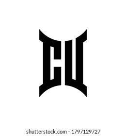 CU monogram logo with curved side design template