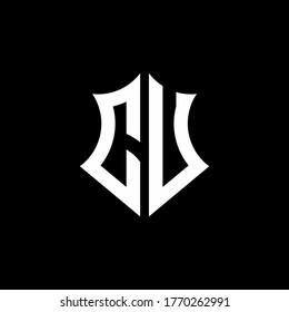 CU monogram logo with a sharp shield style design template