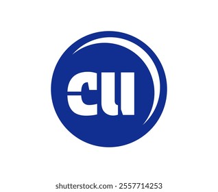 CU sport emblem or team logotype. Ball logo with a combination of Initial letter C and U for balls shop, sports company, training, club badge. Vector illustration.