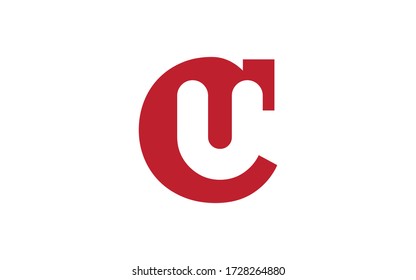 CU or UC Letter Initial Logo Design, Vector Template