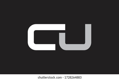 CU or UC Letter Initial Logo Design, Vector Template