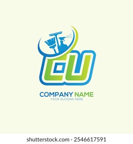 CU or UC Letter Local Cleaning vector logo. Cleaning service logo vector