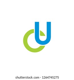 cu, uc letter logo design template vector