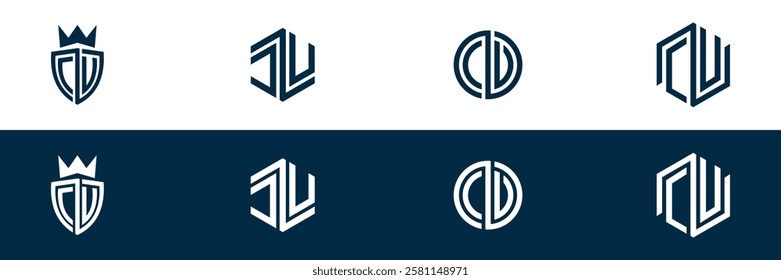 CU UC letter logo set design