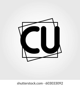 cu uppercase initials square frame business logo
