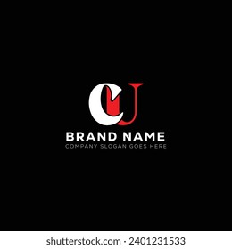 CU White Letter monogram Logo Design with Black Background. C U