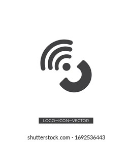 C/U wifi icon, Vector Illustration of Grey Wifi Icon, Wireless and wifi icon or sign for remote internet access. Podcast vector symbol.