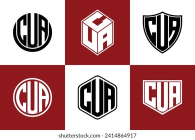 CUA initial letter geometric shape icon logo design vector. monogram, lettermark, circle, polygon, shield, symbol, emblem, elegant, abstract, wordmark, sign, art, typography, icon, geometric, shape