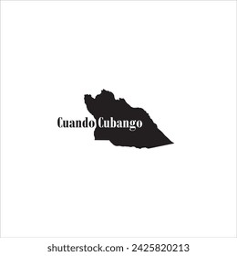 Cuando Cubango Angola map and black letter design on white background
