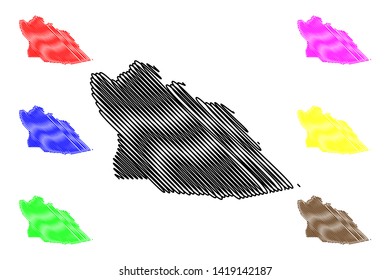 Cuando Cubango Province (Provinces of Angola, Republic of Angola) map vector illustration, scribble sketch Cuando Cubango map